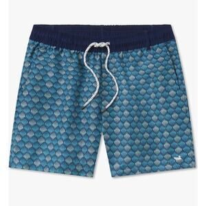 Southern Marsh Youth’s Dockside Seashell Swim Trunks Navy Blue Boys Size Large